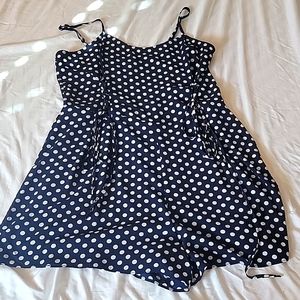 Charlie's blue & white polka dot rompers size L
